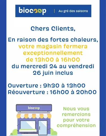 Horaires exceptionnels 